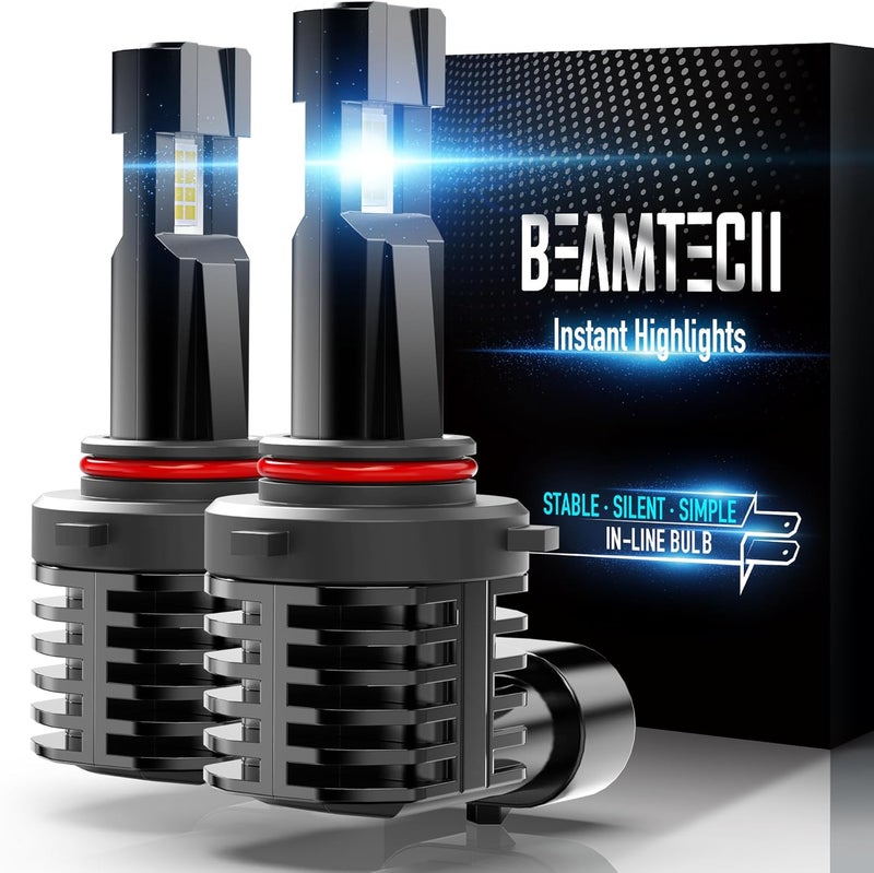 BEAMTECH 9005 Bulb, Fog Light Fanless in Line 6500K White Pack of 2 - Image 1